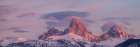 USA, Wyoming. Panoramic landscape of alpenglow over Teton Range from the west with cirrus cloud Art Print